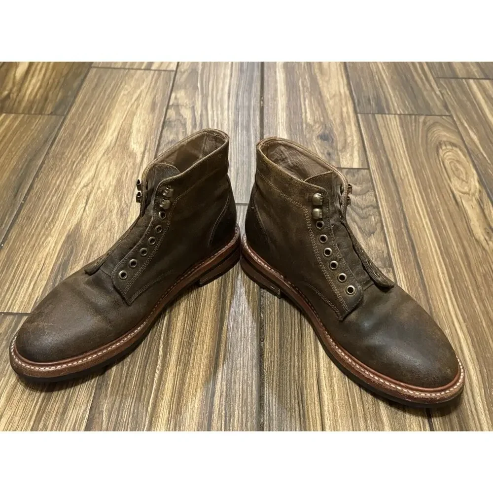 Taylor Stitch Trench Boots Men’s 8.5 Brown Roughout Leather Vibram Goodyear